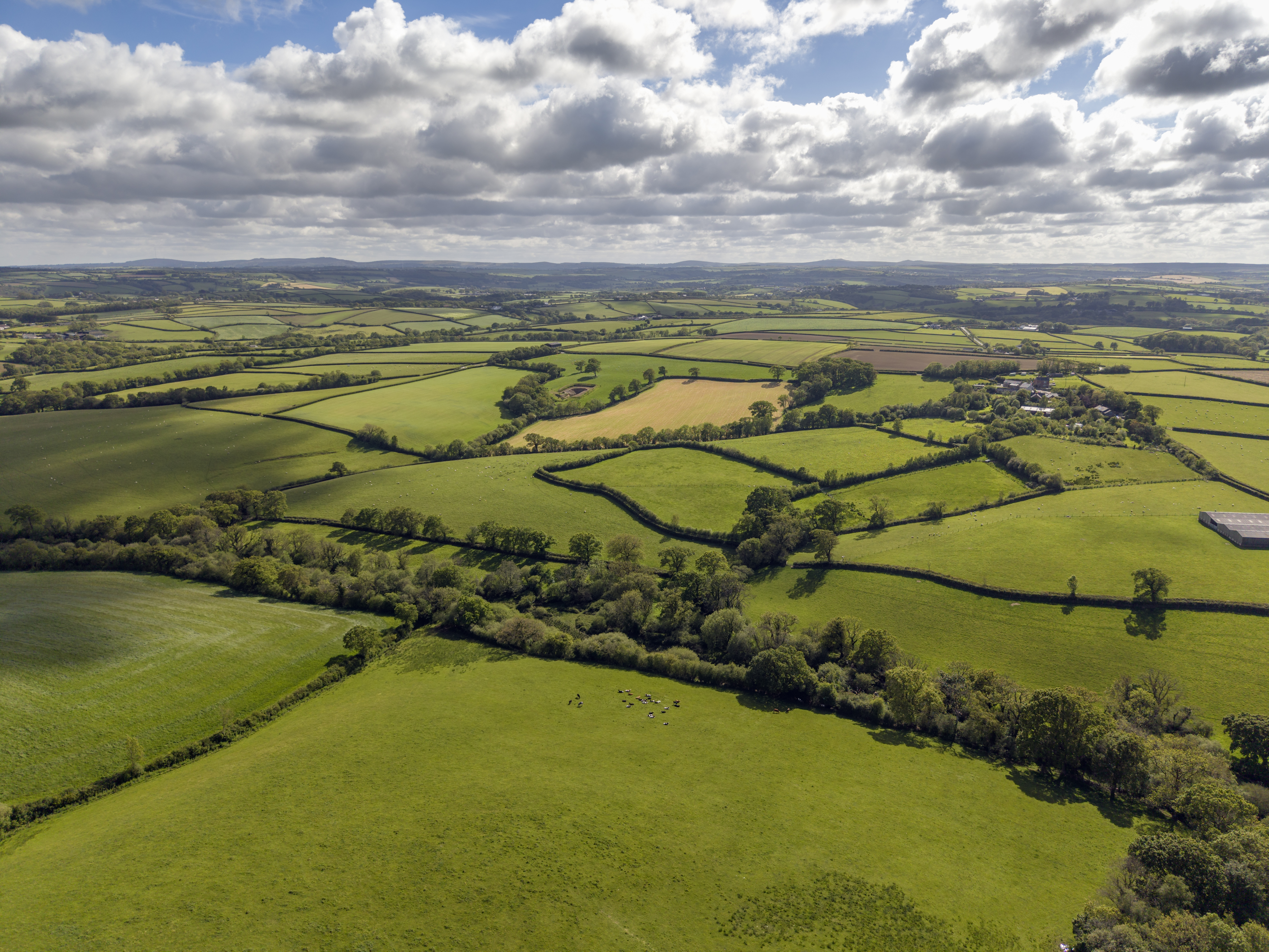 West Country farmland and rolling hills in the UK